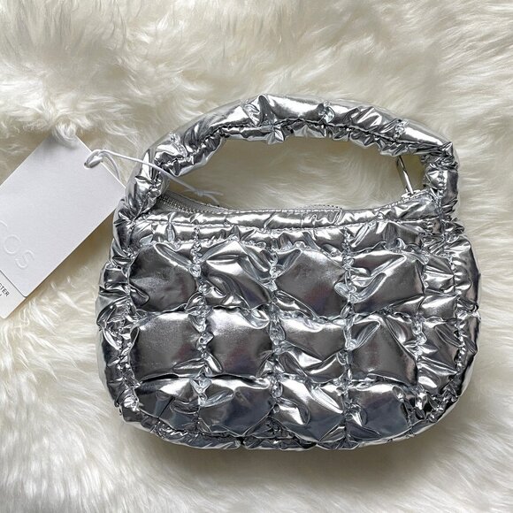 COS Handbags - NWT COS Micro Quilted Bag - Silver